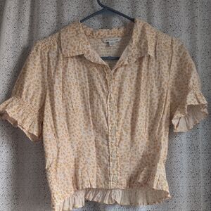 American Eagle Outfitters Cream and Yellow Floral Blouse